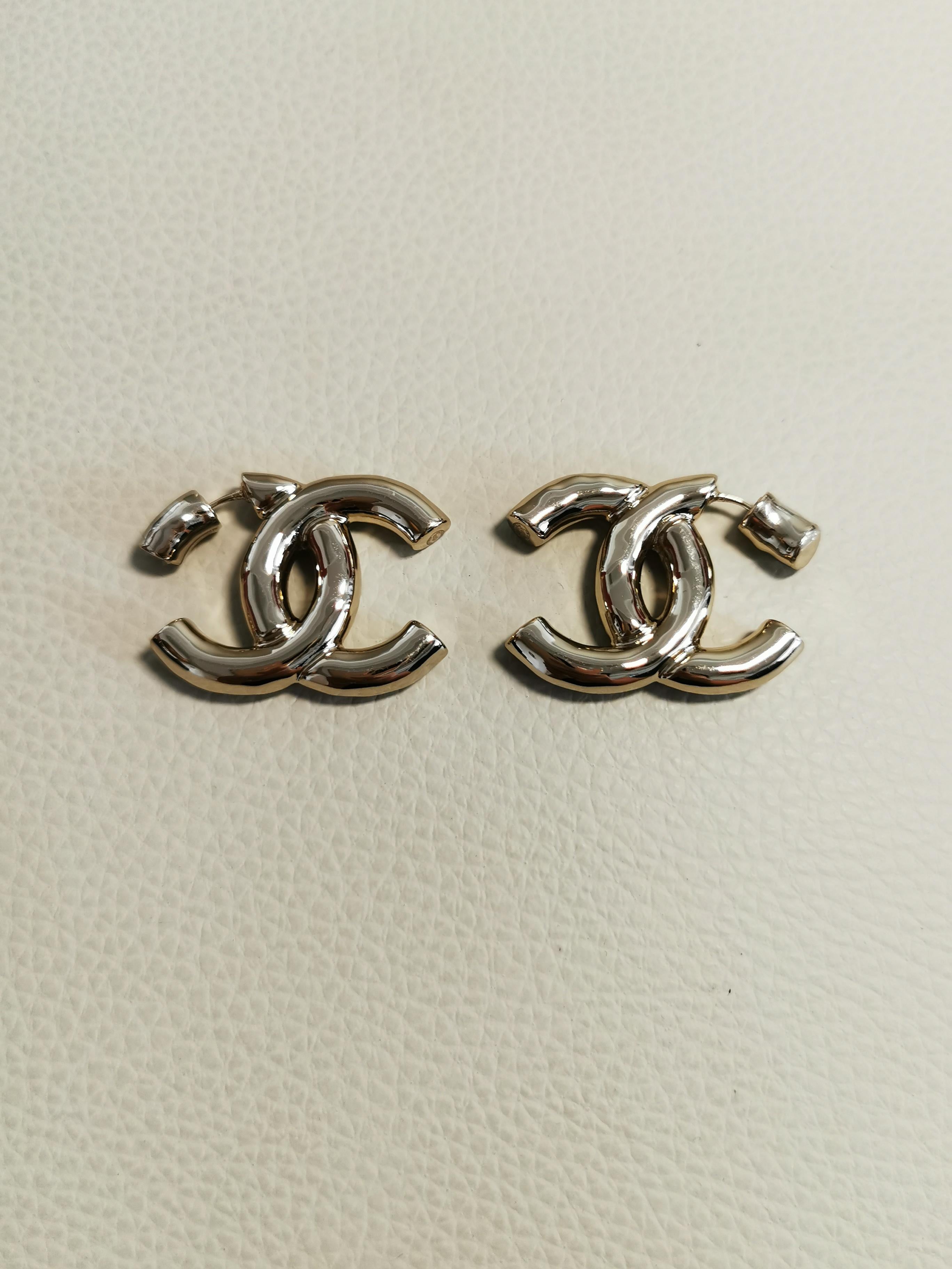 Contemporary Chanel Large Massive CC Earrings Sold Out RARE in light gold