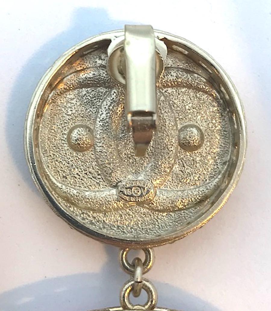 Chanel Large Pearl & Cabochon Pendant Hoop Earrings 2018 2