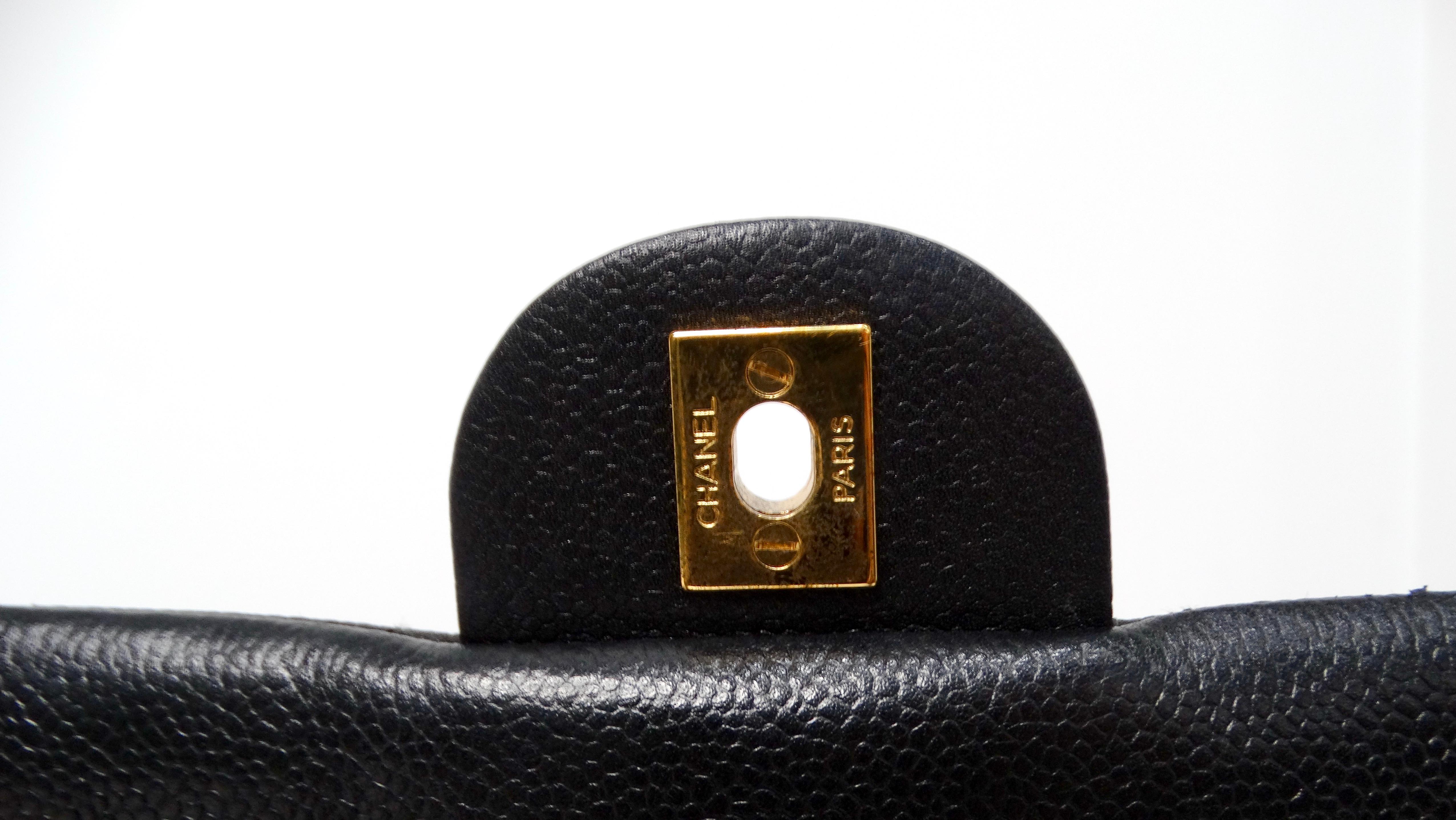 Chanel Large Quilted Caviar Leather Interlocking CC Messenger Shoulder Bag 5