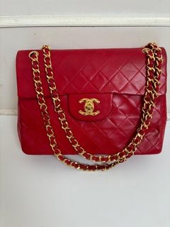 Chanel Vintage 1980s Large Quilted Lambskin Crossbody Bag with CC Lock