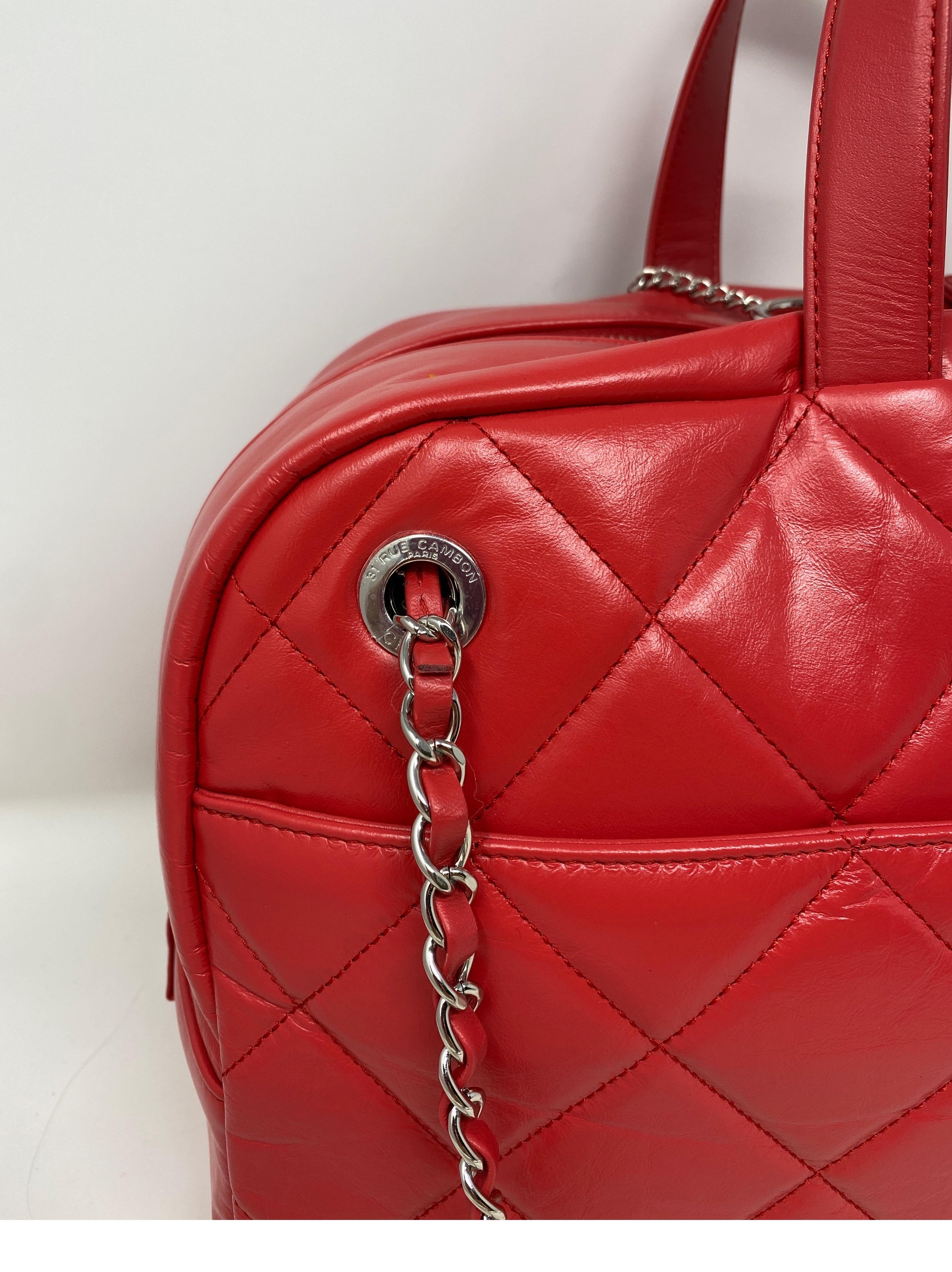 Chanel Large Red Bowler Bag  6