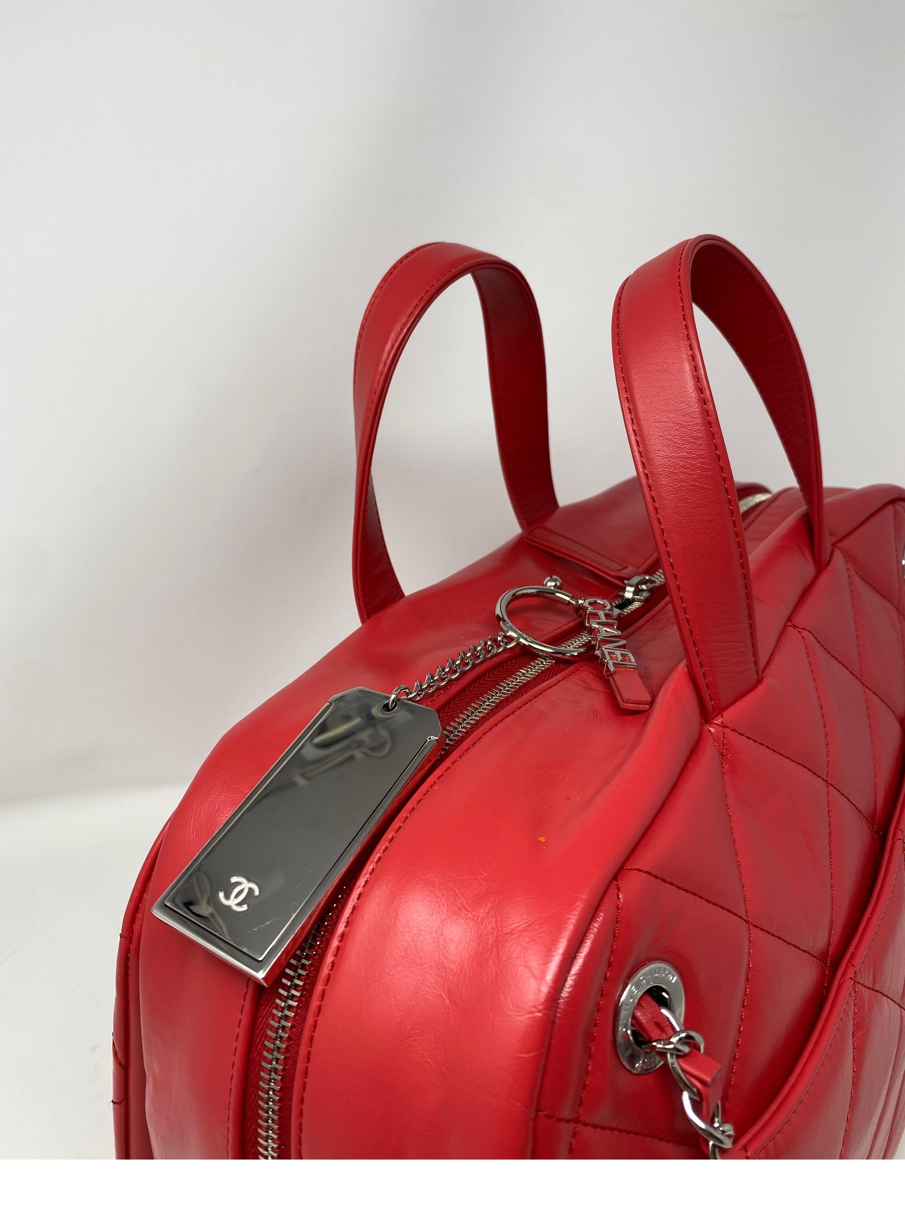 Chanel Large Red Bowler Bag  8