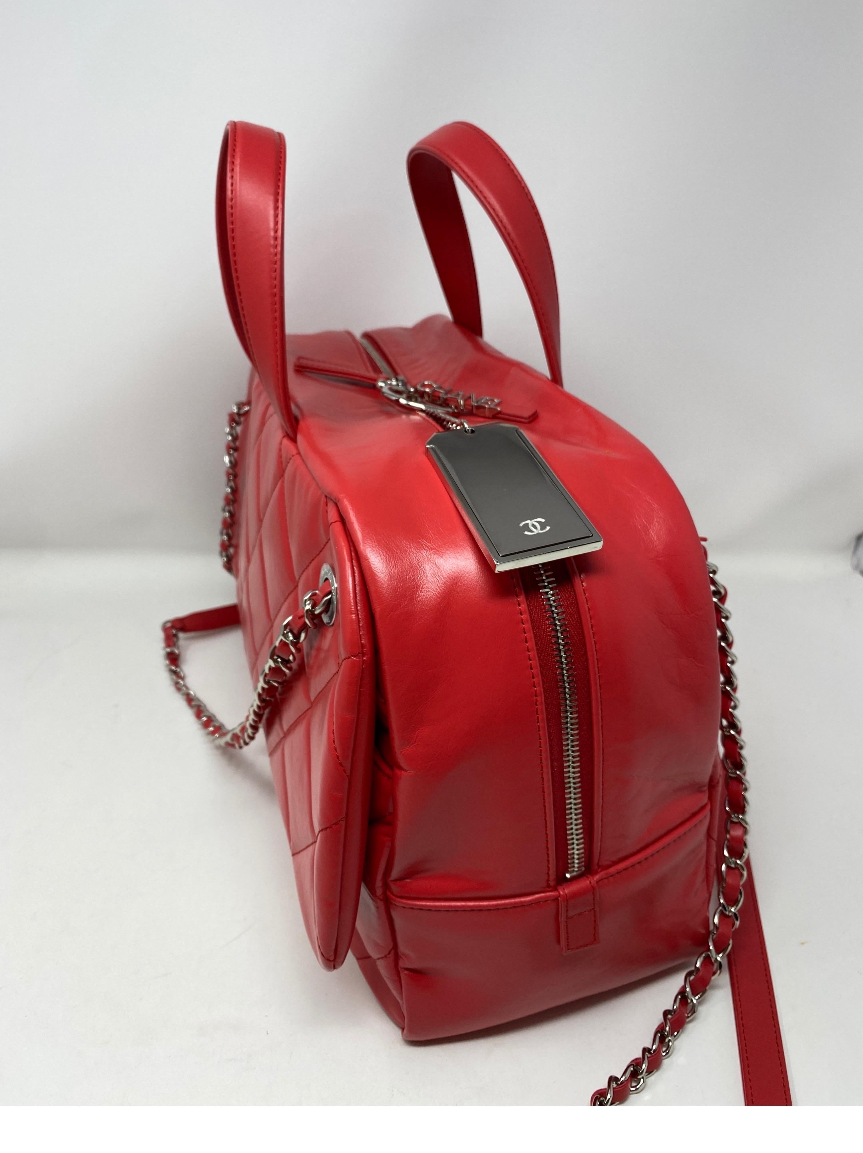 Chanel Large Red Bowler Bag  9
