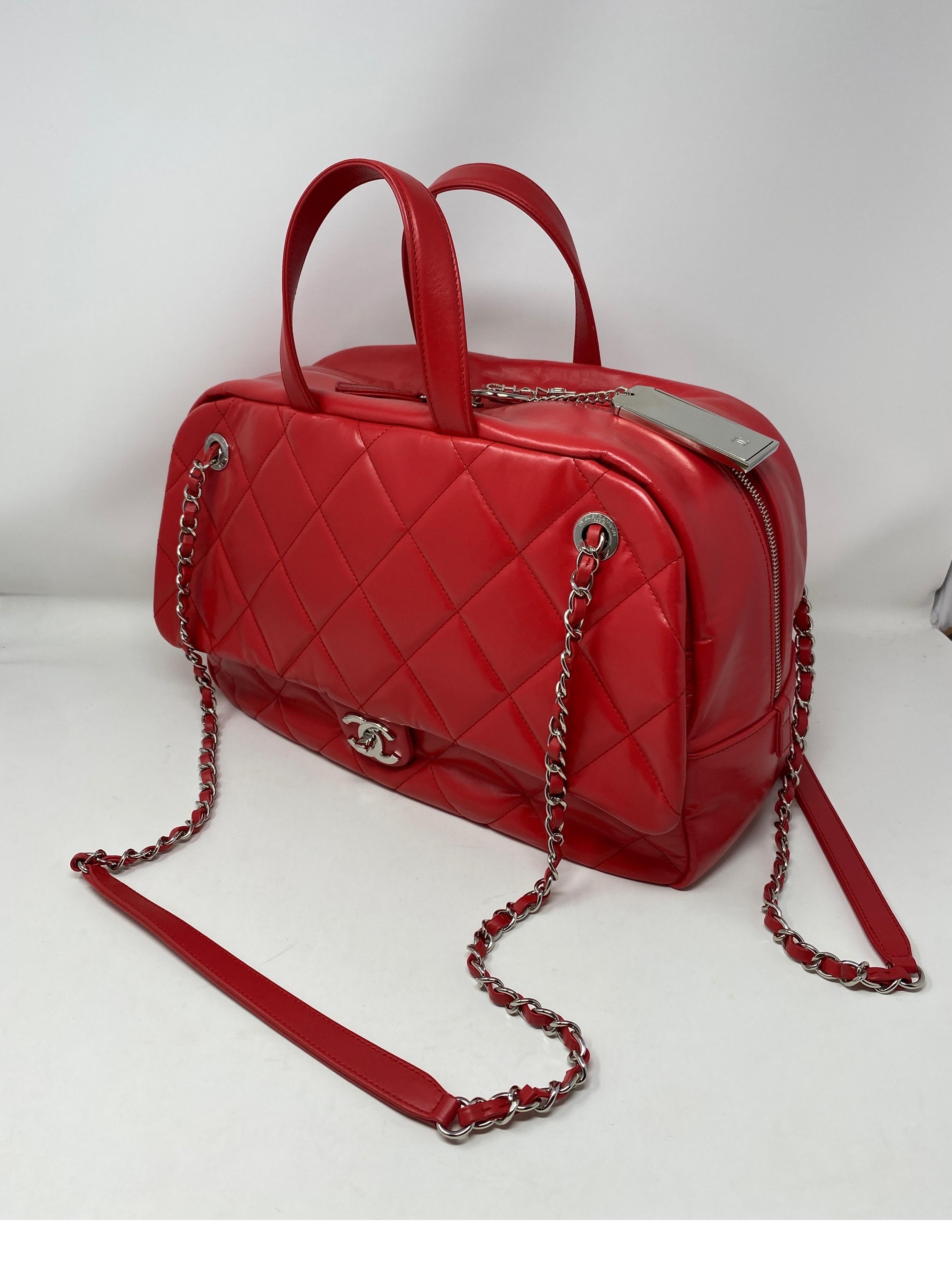 Chanel Large Red Bowler Bag  10