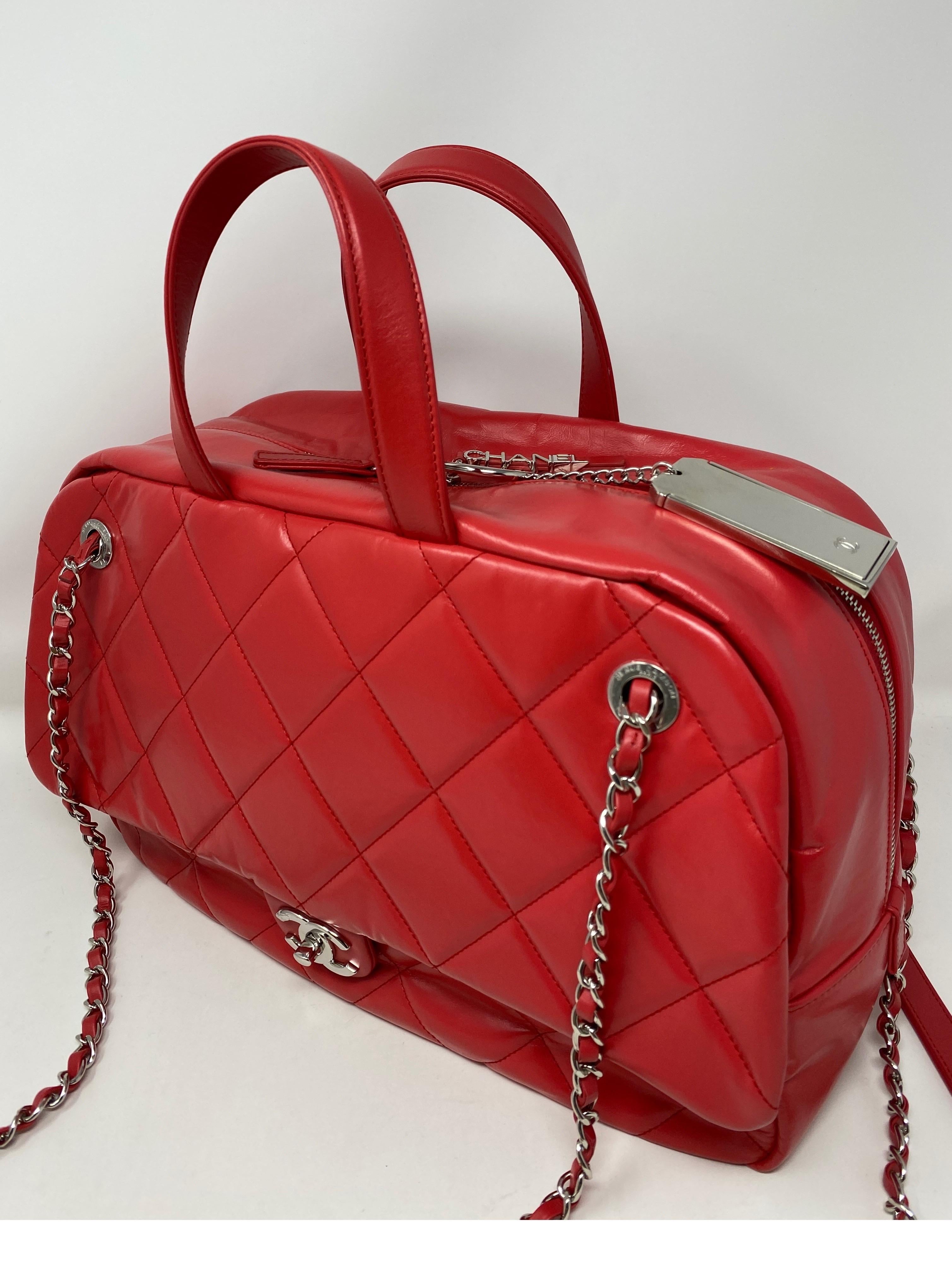 Chanel Large Red Bowler Bag  11