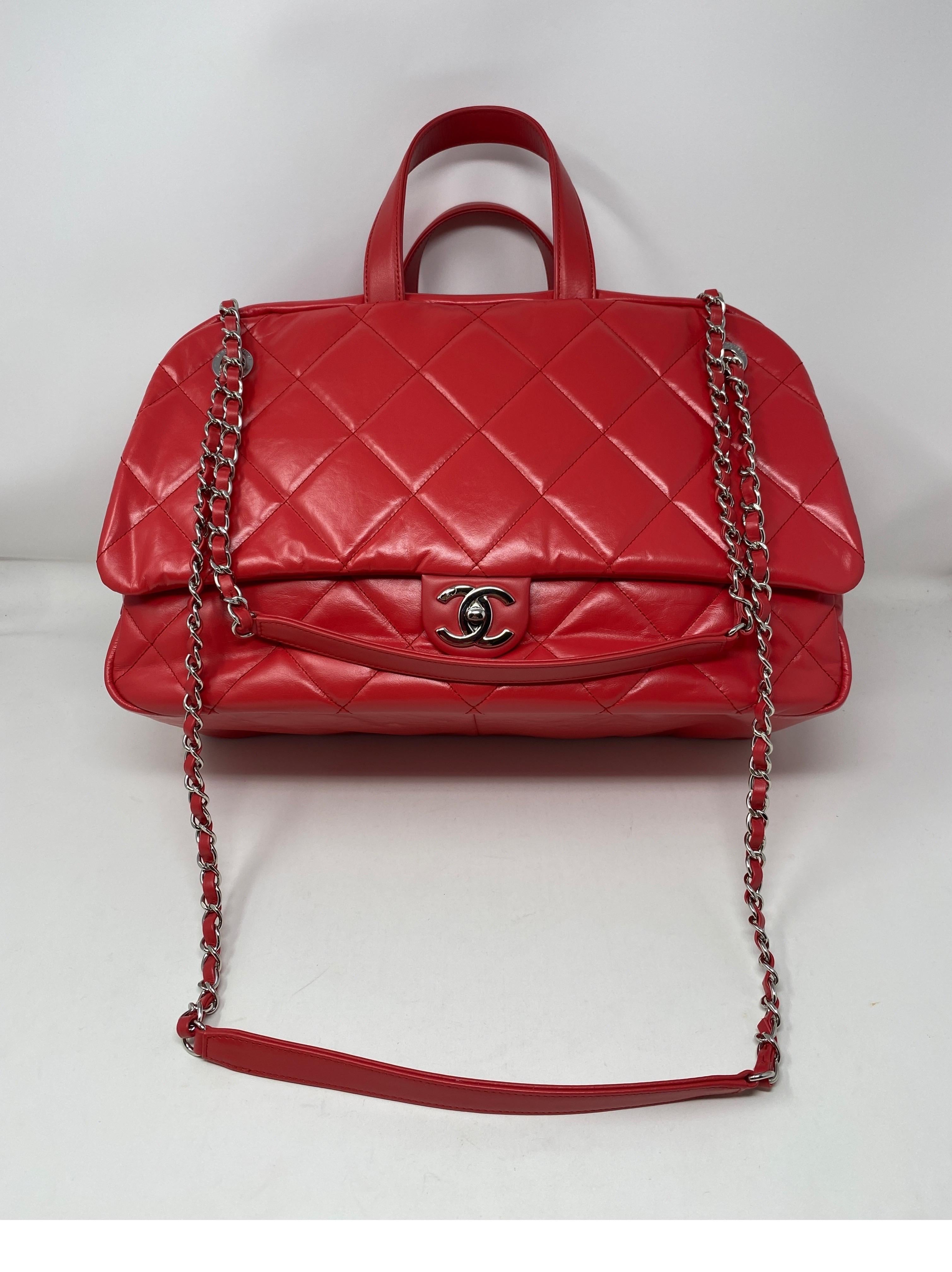 Chanel Large Red Bowler Bag  12