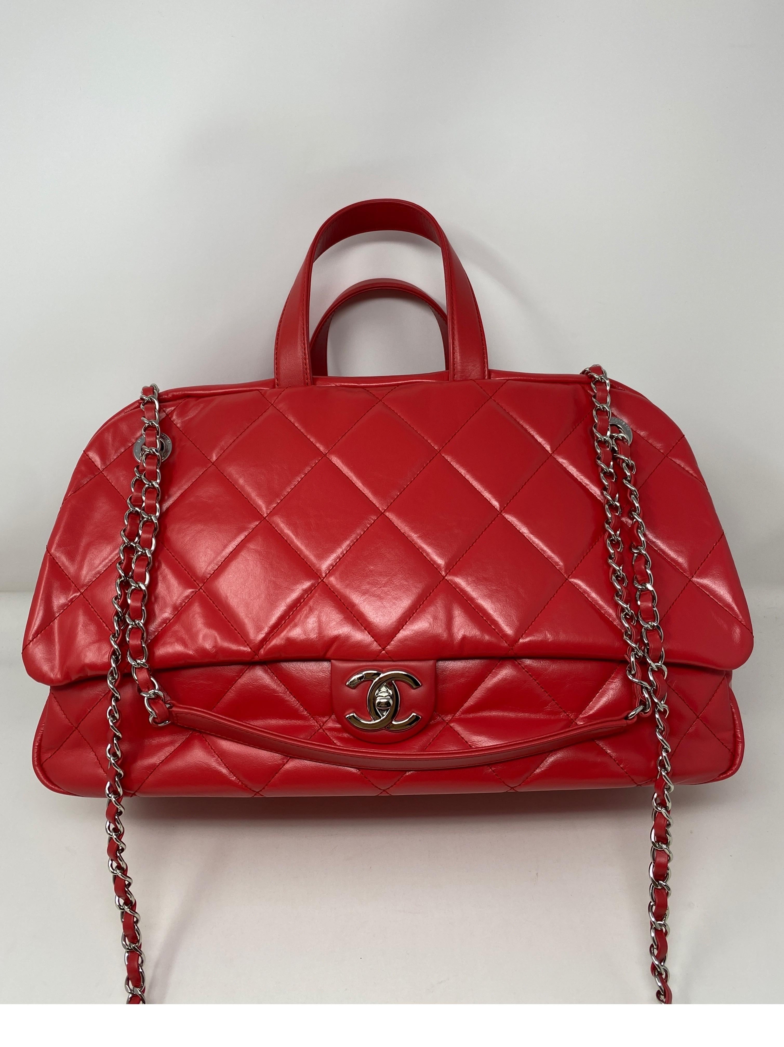 Chanel Large Red Bowler Bag  13