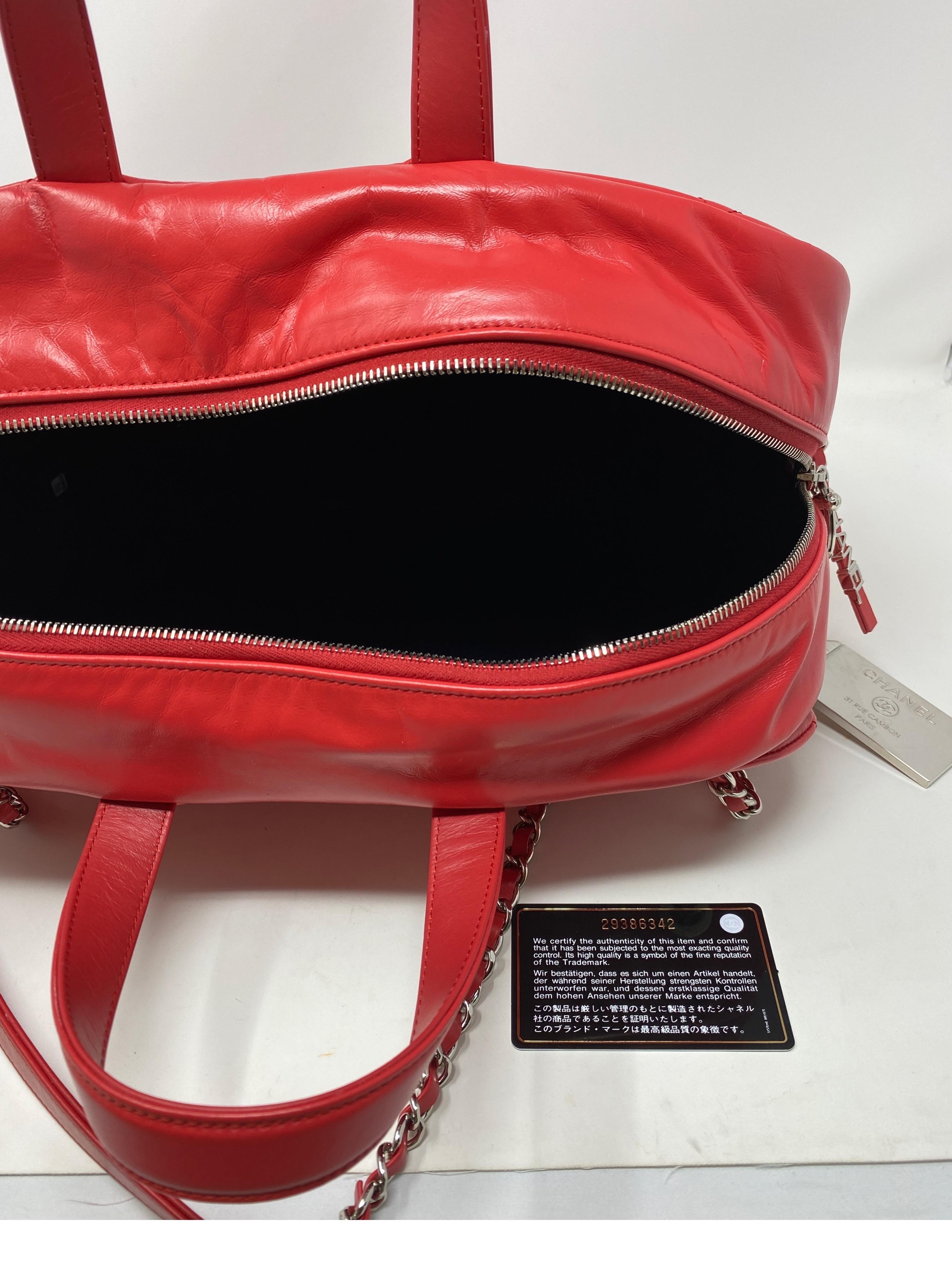 Chanel Large Red Bowler Bag  14