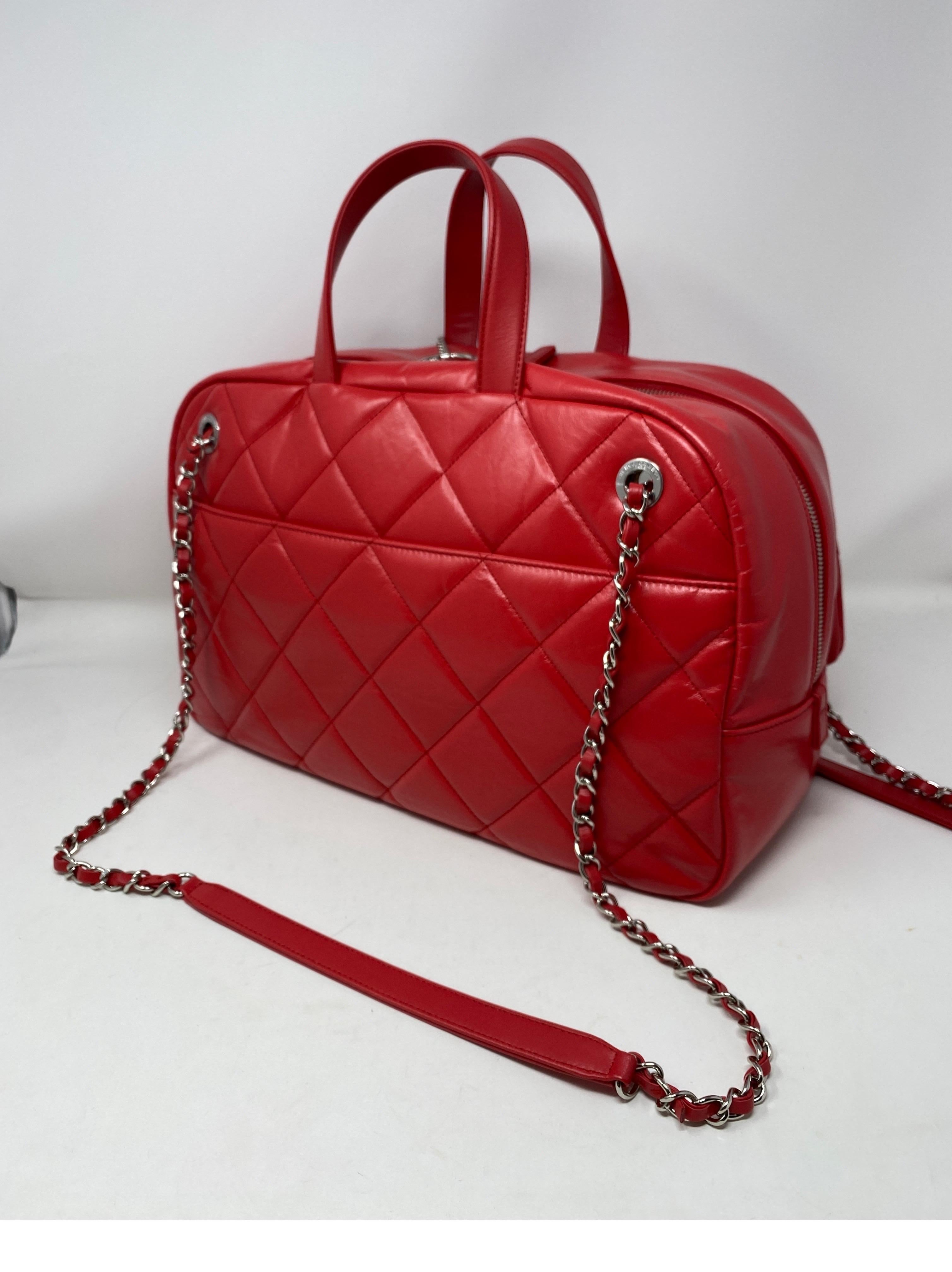 Chanel Large Red Bowler Bag  2