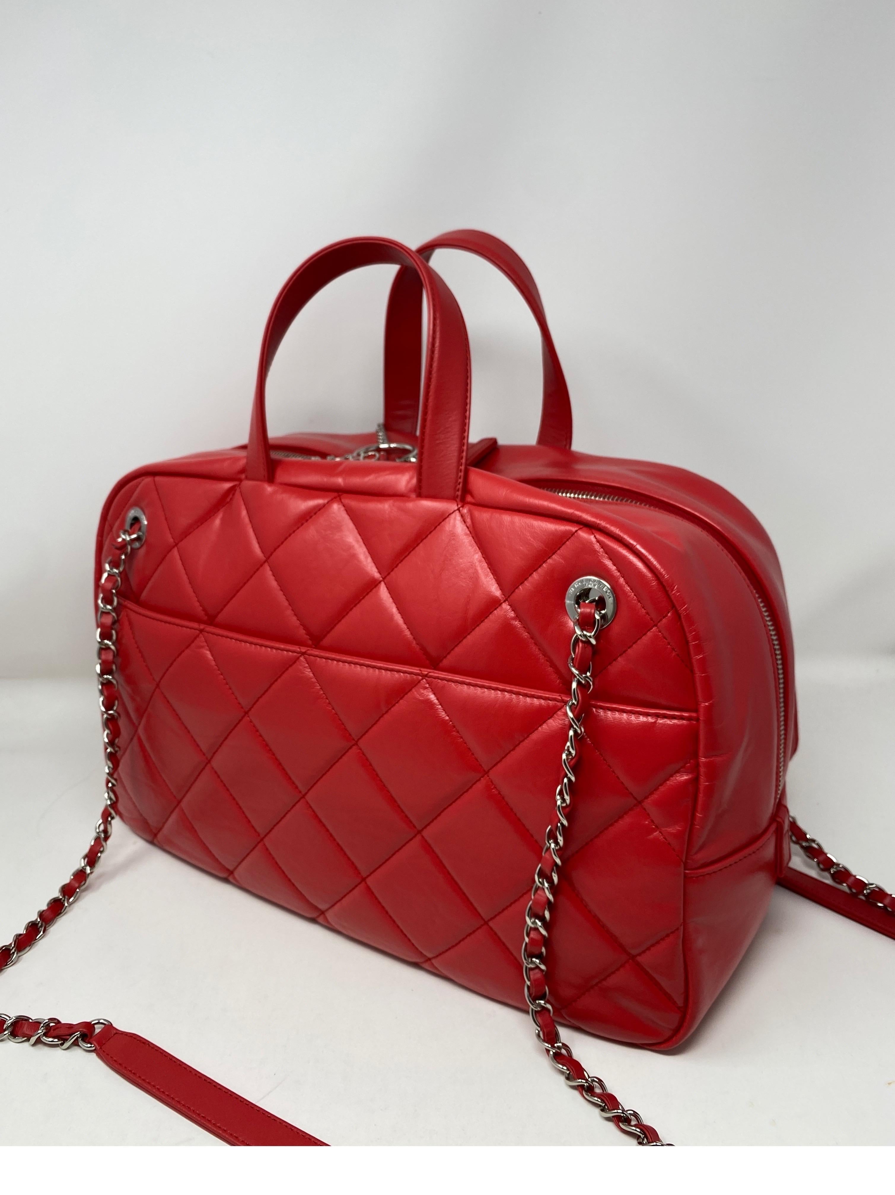 Chanel Large Red Bowler Bag  3