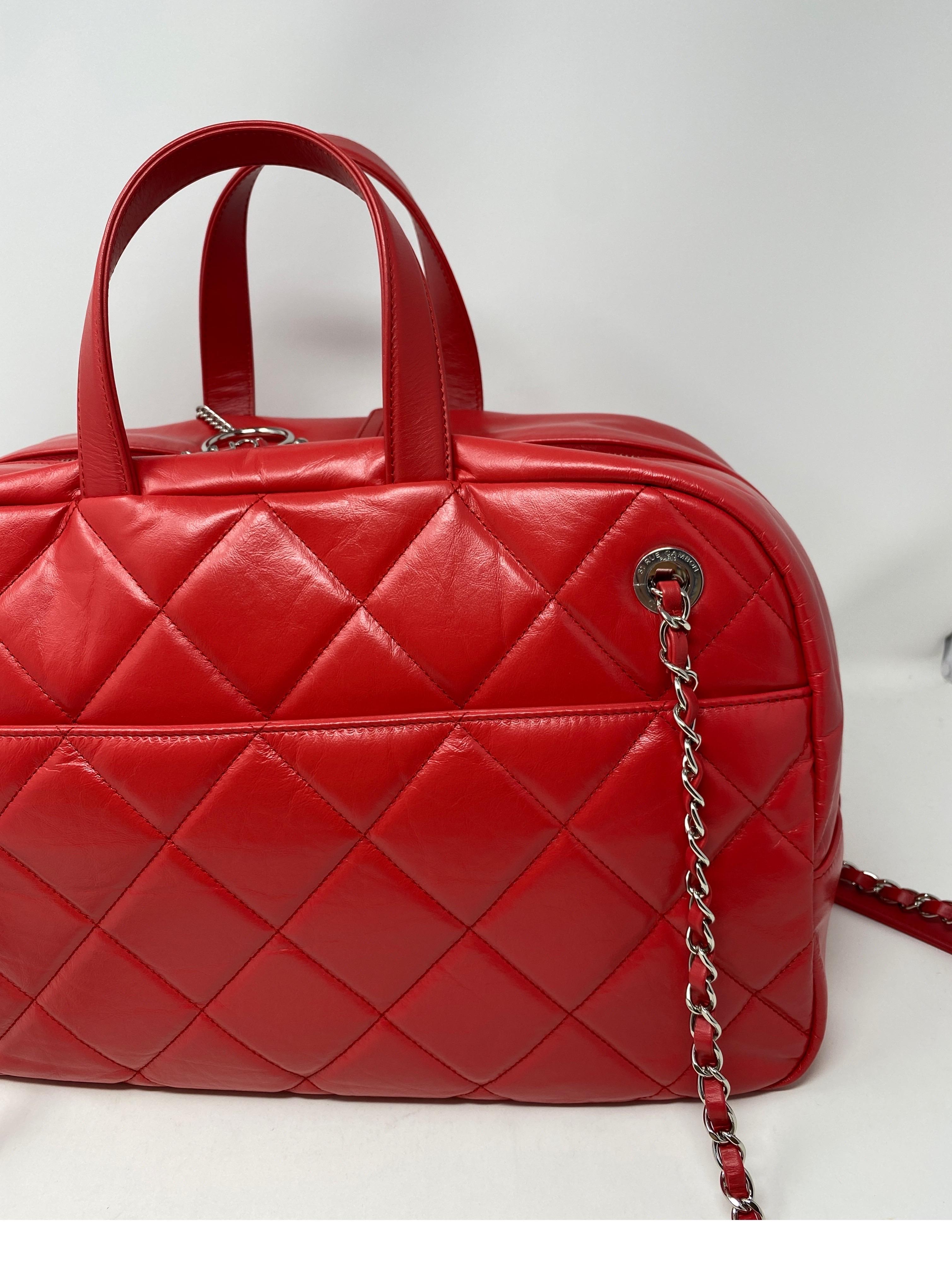 Chanel Large Red Bowler Bag  4