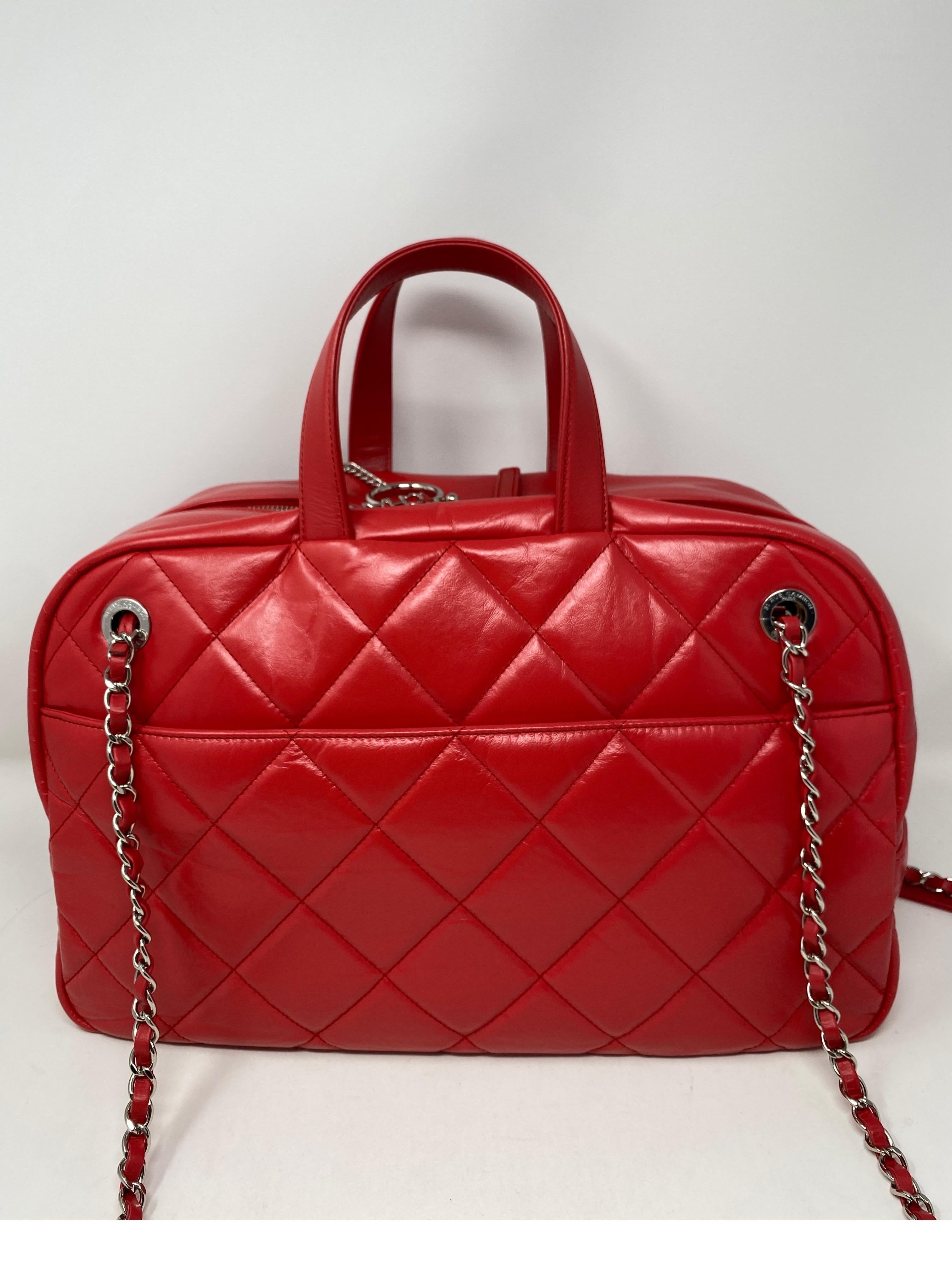 Chanel Large Red Bowler Bag  5