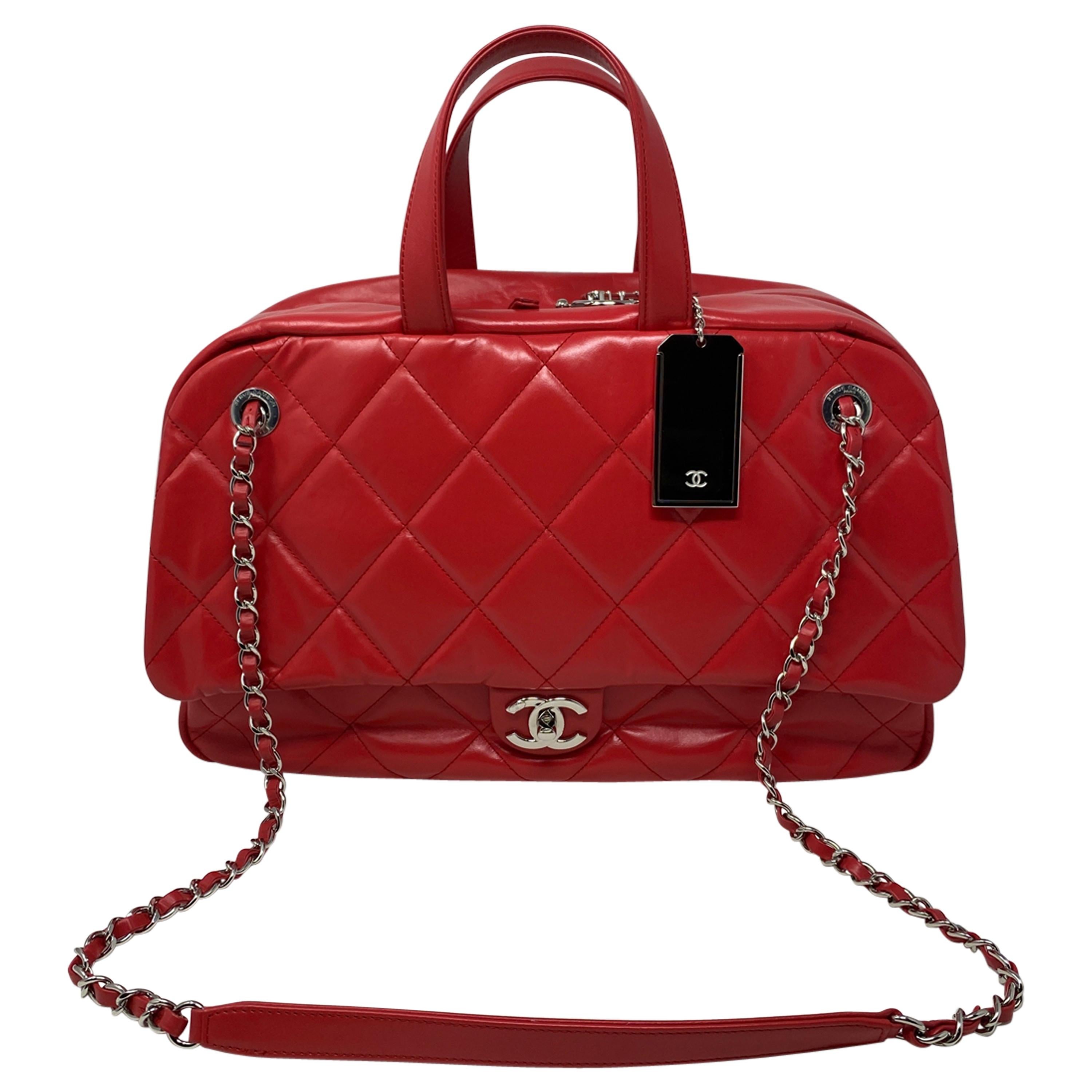 Chanel Large Red Bowler Bag 