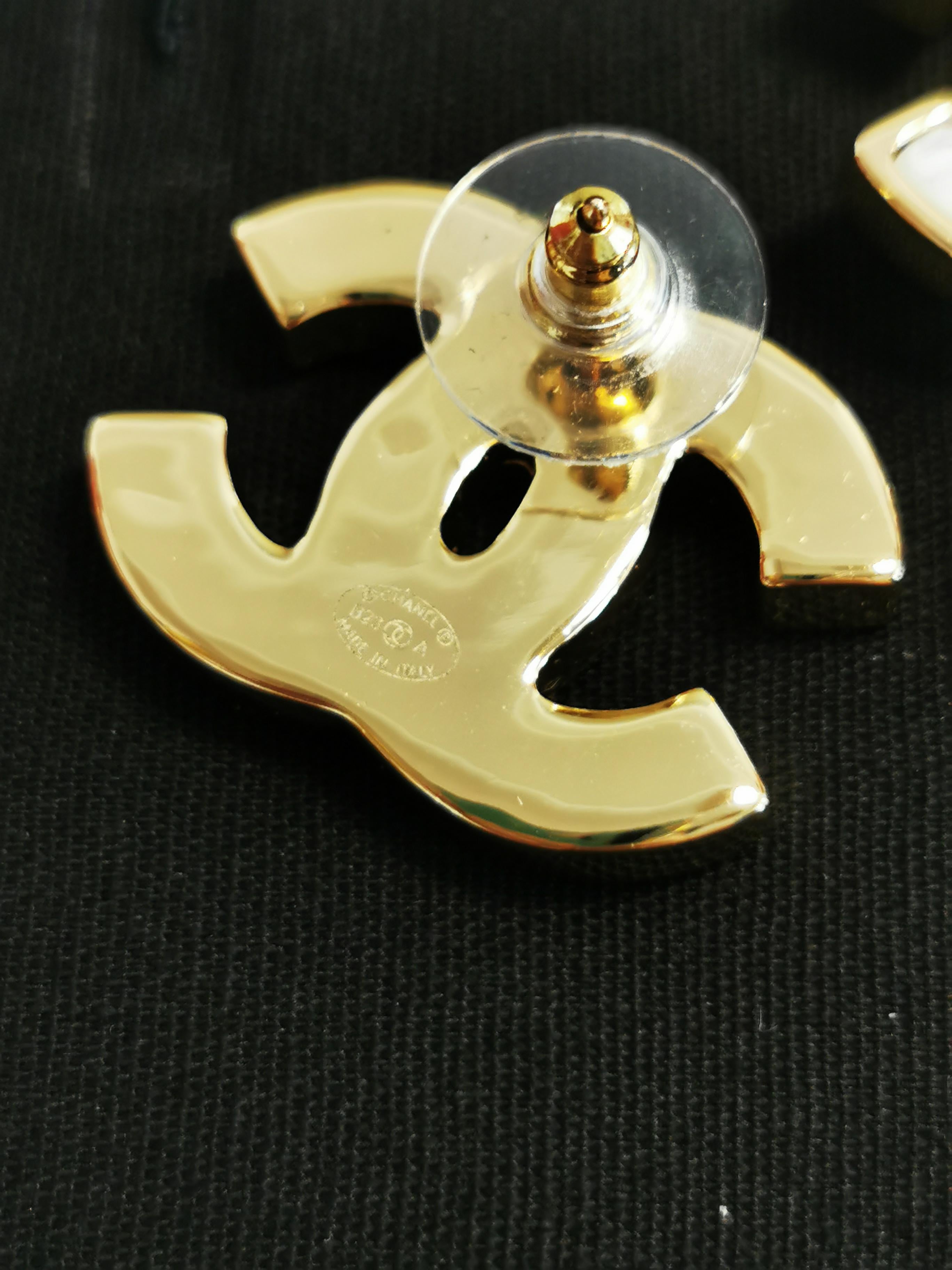 Chanel Large Rhinestone CC Drop Pearl Dangling Earrings In Excellent Condition In PUTNEY, NSW