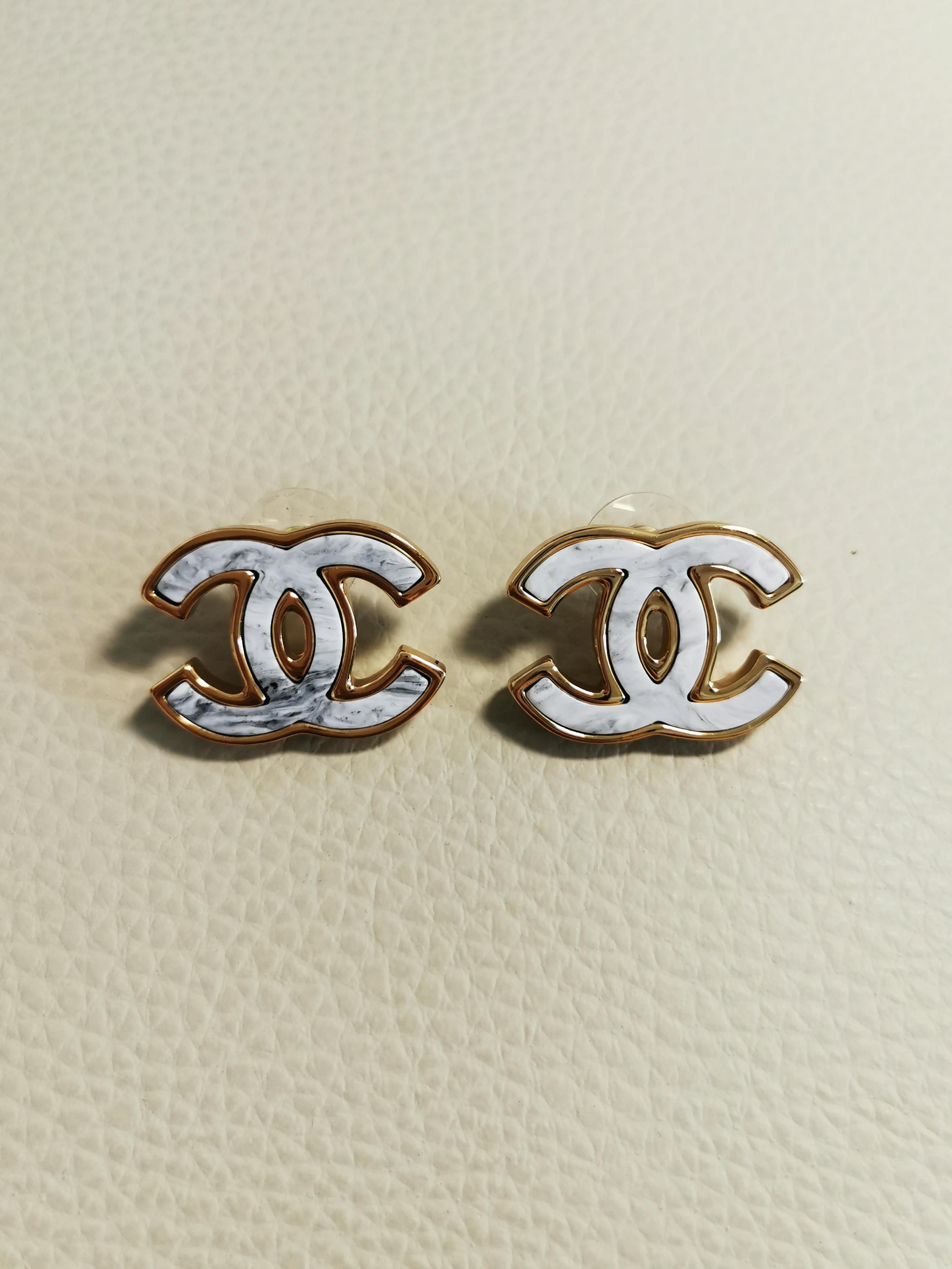 Women's Chanel Large Rhinestone CC Drop Pearl Dangling Earrings