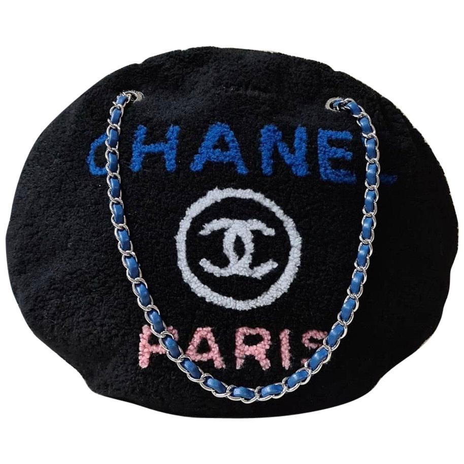 Chanel Large Shearling Deauville Round Bag at 1stDibs
