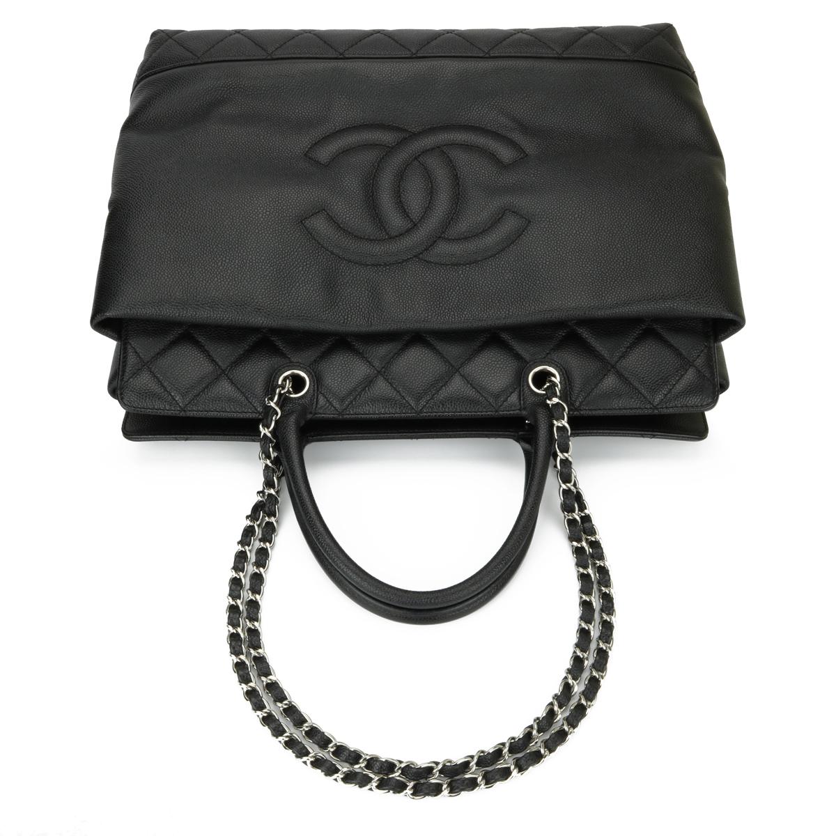 CHANEL Large Shopping Tote Bag Black Caviar with Silver Hardware 2011 6