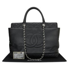 CHANEL Large Shopping Tote Bag Black Caviar with Silver Hardware 2011
