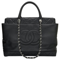 CHANEL Large Shopping Tote Bag Black Caviar with Silver Hardware 2011