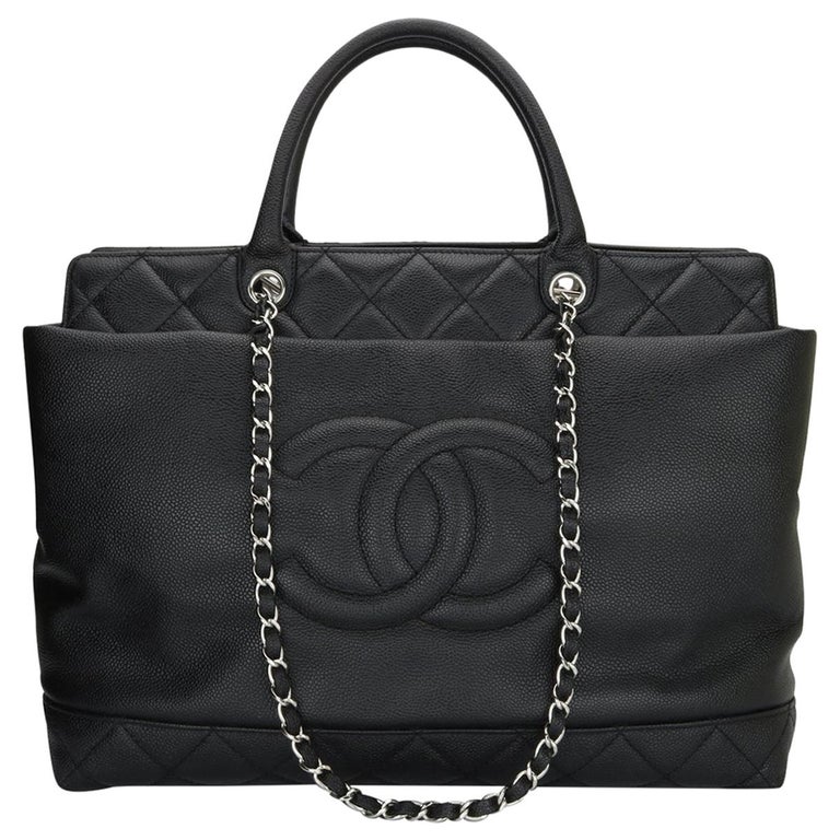 CHANEL Large Shopping Tote Bag Black Caviar with Silver Hardware 2011 at  1stDibs