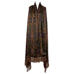 Chanel Large Silk Stole with Burgundy Wool Lining