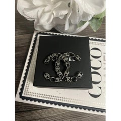 Chanel Large Silver Crystal CC Statement Brooch, 2020