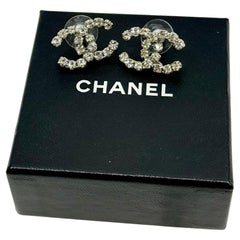 Chanel Large Silver Crystal CC Statement Earrings, circa 2005