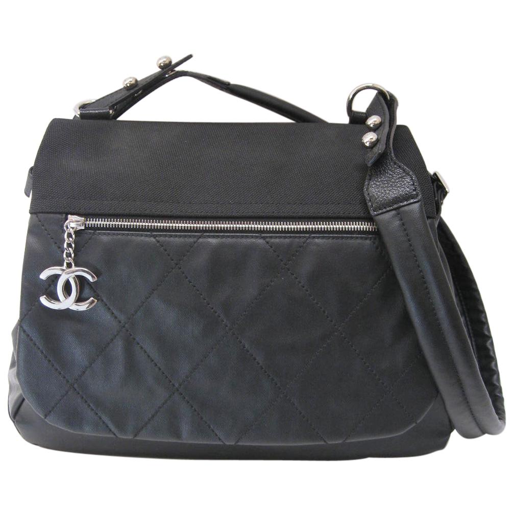 Chanel Large Structured Black Hobo Flap Bag Purse