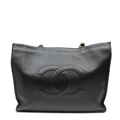 Chanel Large Tote Black Lambskin Leather CC Logo GHW