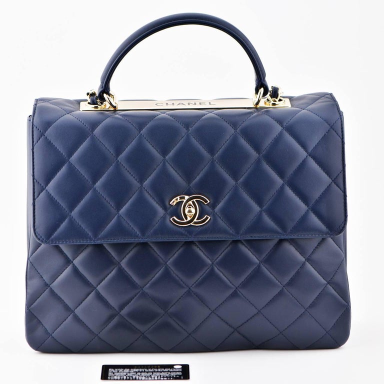 Chanel Blue Python Small Trendy CC Dual Handle Flap Gold Hardware