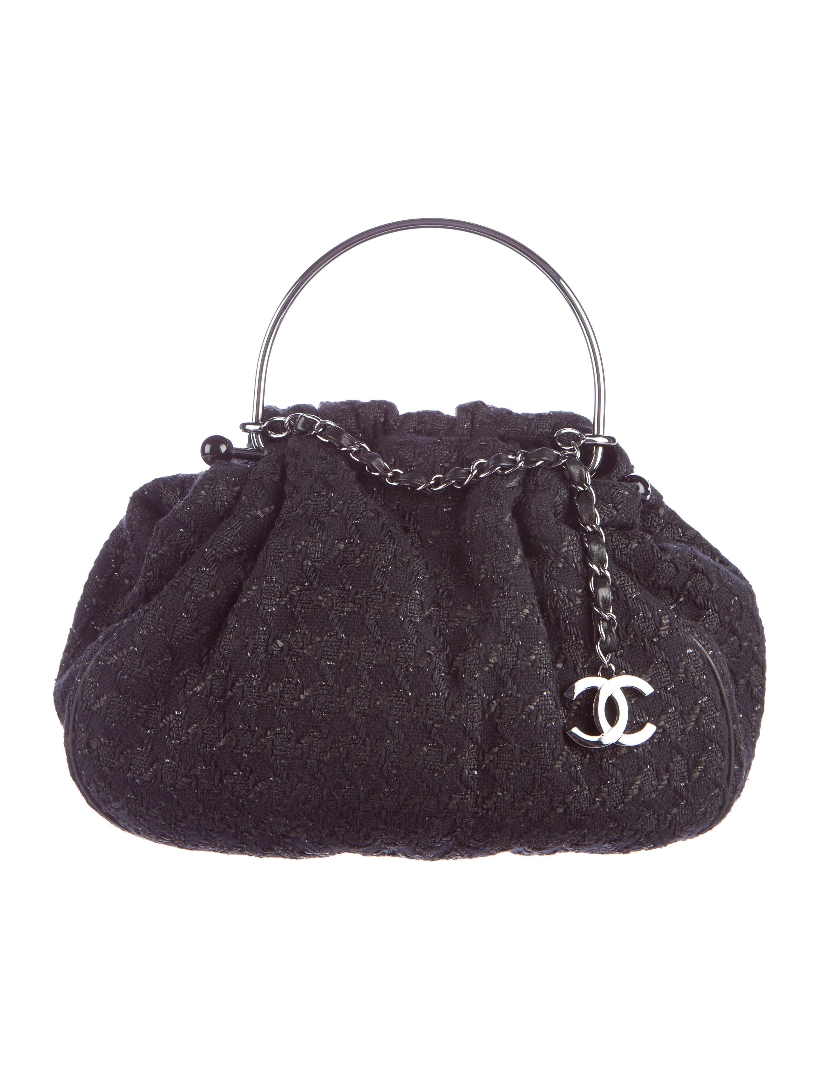 Chanel Bolso grande con asa superior de tweed en venta 6