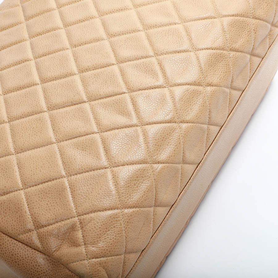CHANEL Large Vintage Tote Bag In Beige Quilted Leather 5