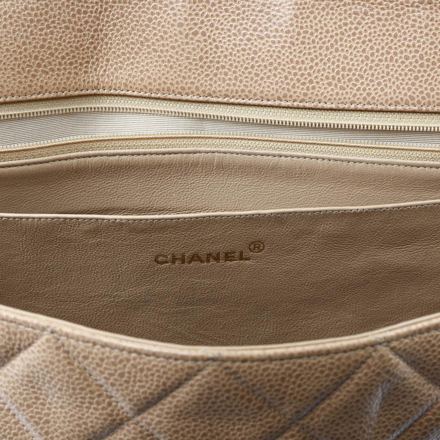 CHANEL Large Vintage Tote Bag In Beige Quilted Leather 8