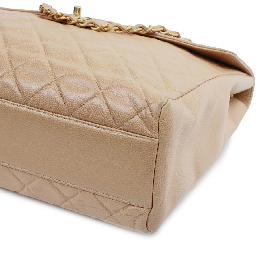 Women's or Men's CHANEL Large Vintage Tote Bag In Beige Quilted Leather