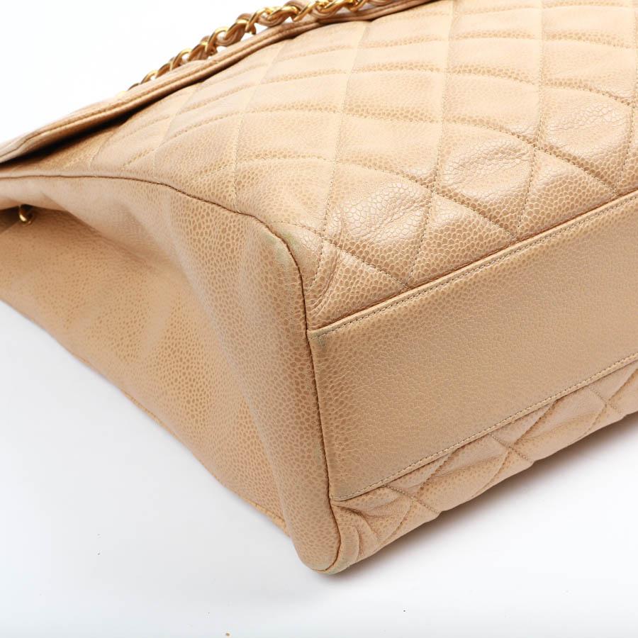 CHANEL Large Vintage Tote Bag In Beige Quilted Leather 1