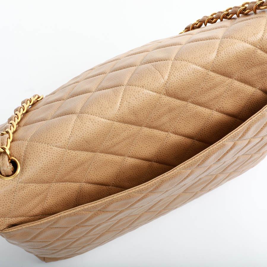 CHANEL Large Vintage Tote Bag In Beige Quilted Leather 2