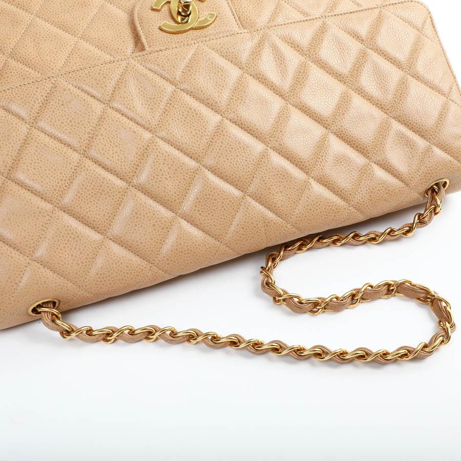 CHANEL Large Vintage Tote Bag In Beige Quilted Leather 3
