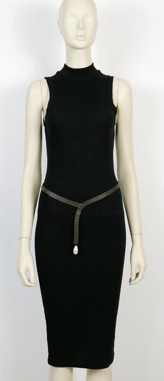 CHANEL (Attributed to) Lariat Chain Belt with Large Glass Pearl Drop