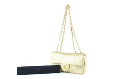 Chanel Laser Cut Small Classic Chain Flap 13ce0104 Gold Leather Cross Body Bag