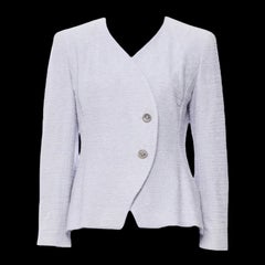 CHANEL Lavender Boucle Jacket Blazer Asymmetric Design Chanel CC Logo Buttons 40