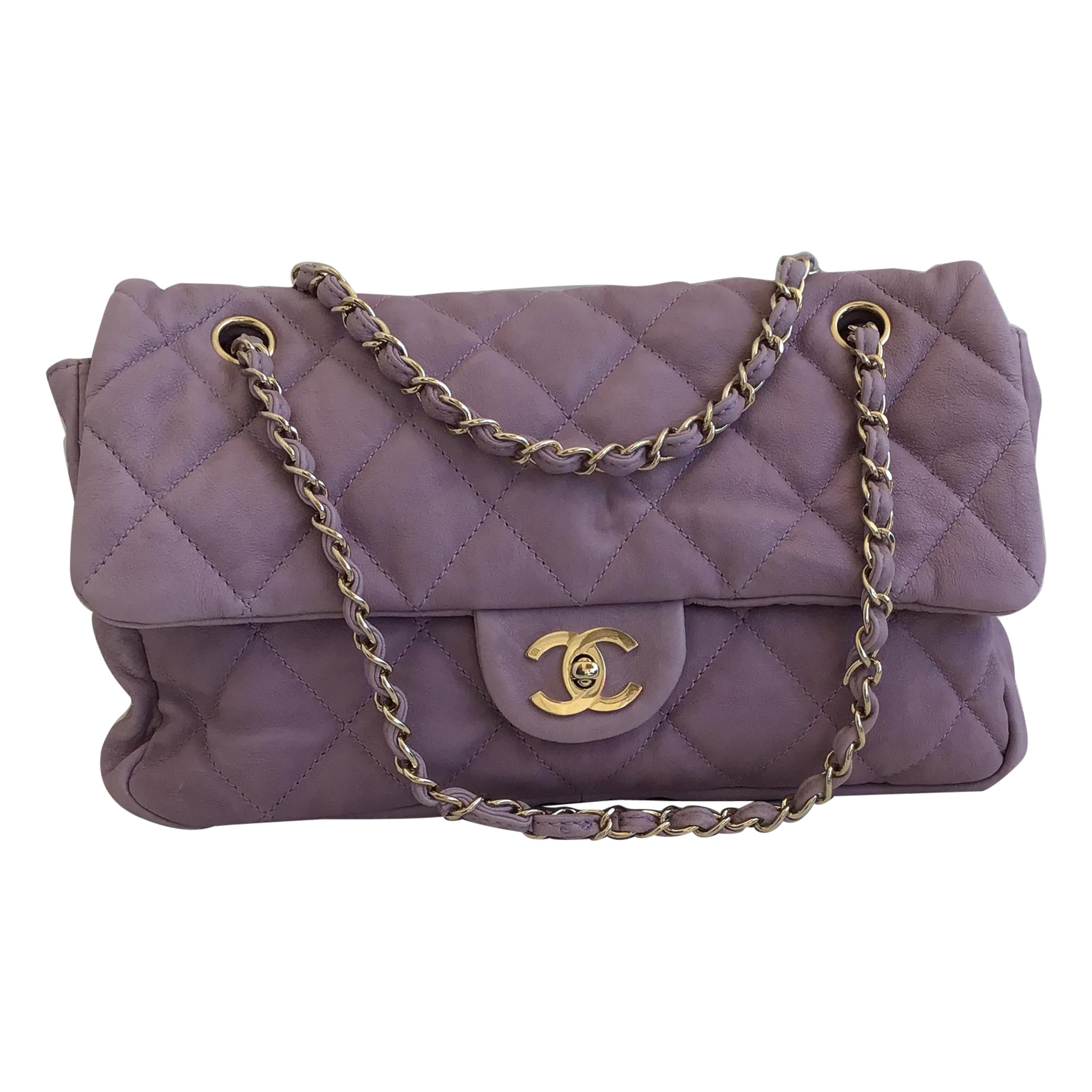 Chanel Lavender Flap Purse with Gold Hardware, Size Medium