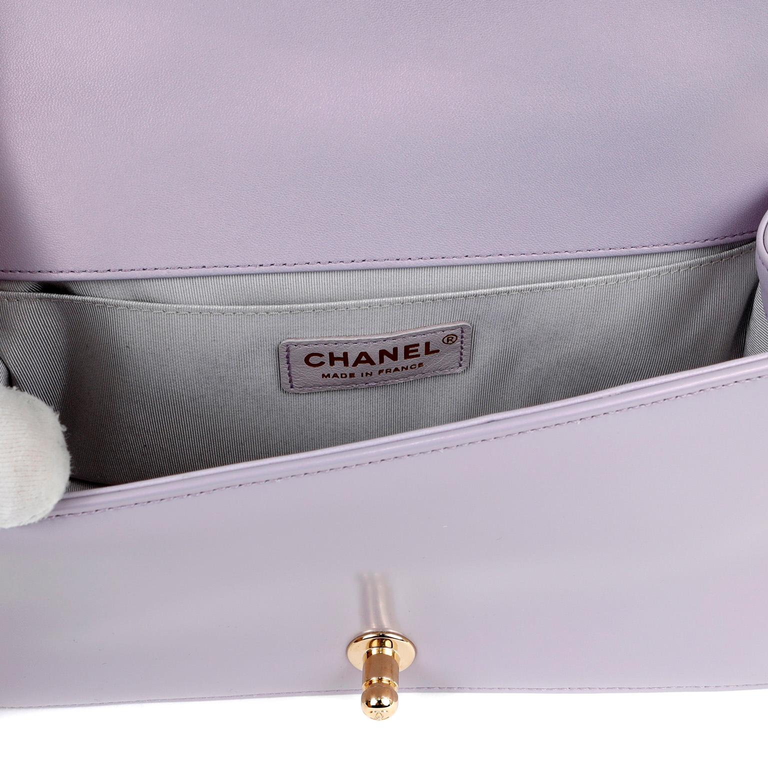 Chanel Lavender Patent Leather Medium Boy Bag with Gold Hardware 2