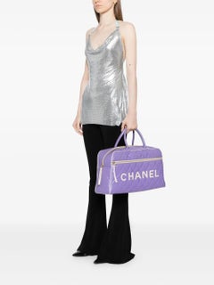 Chanel Lavender Purple 90's Weekend Vintage Overnight Duffle Tote