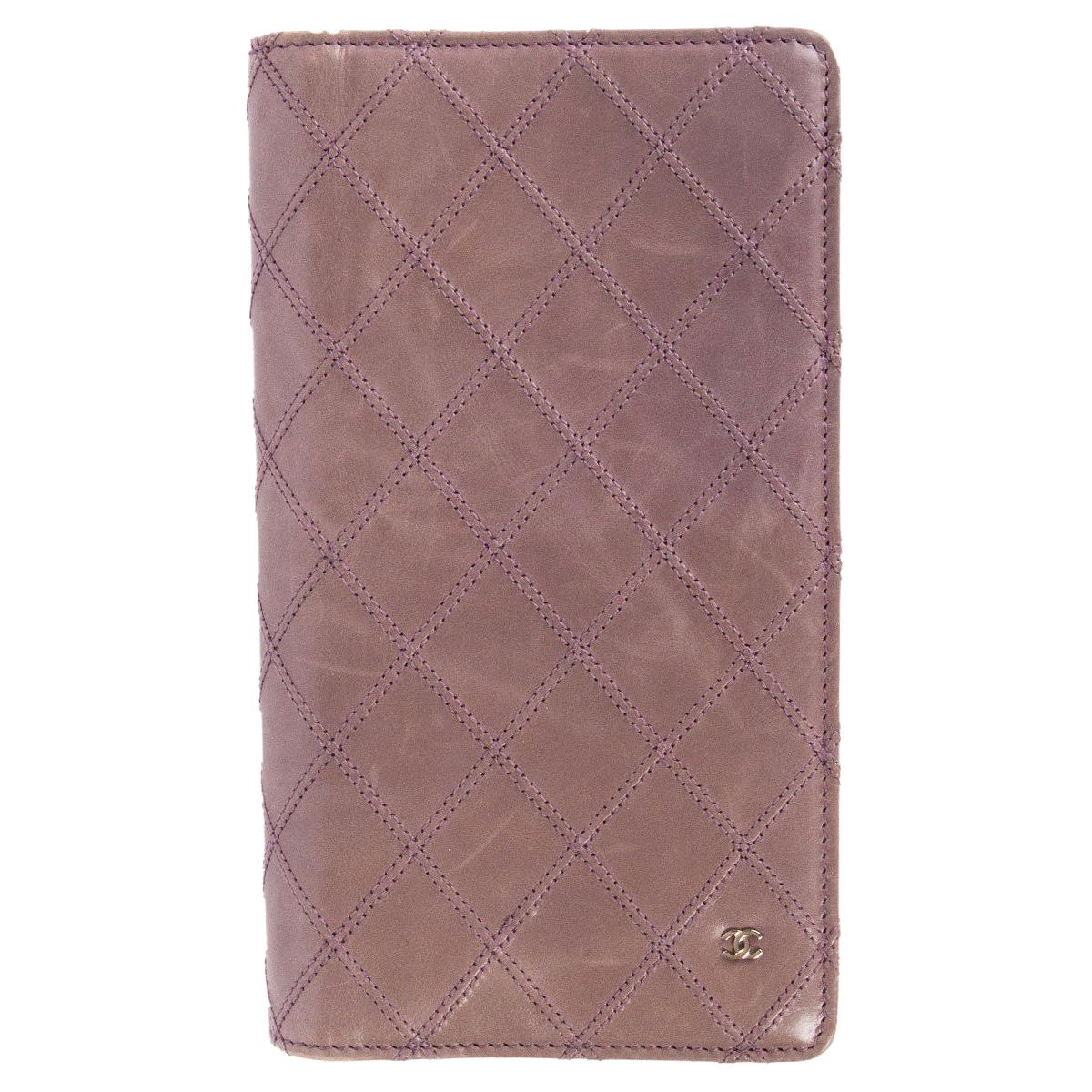 CHANEL lavender QUILTED leather Long Flap Wallet