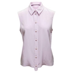 Chanel Lavender Sleeveless Button-Up Top