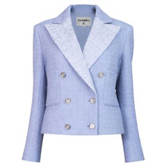 CHANEL Lavender Tweed Jacket With CC Logo 38 FR