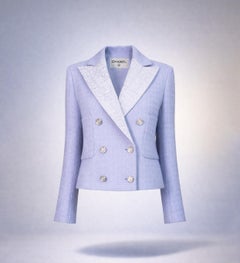 CHANEL Lavender Tweed Jacket With CC Logo 38 FR