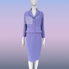 Chanel Lavender Tweed Suit with Jewel Buttons 38 FR