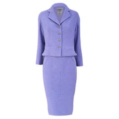 Chanel Lavender Tweed Suit with Jewel Buttons 38 FR