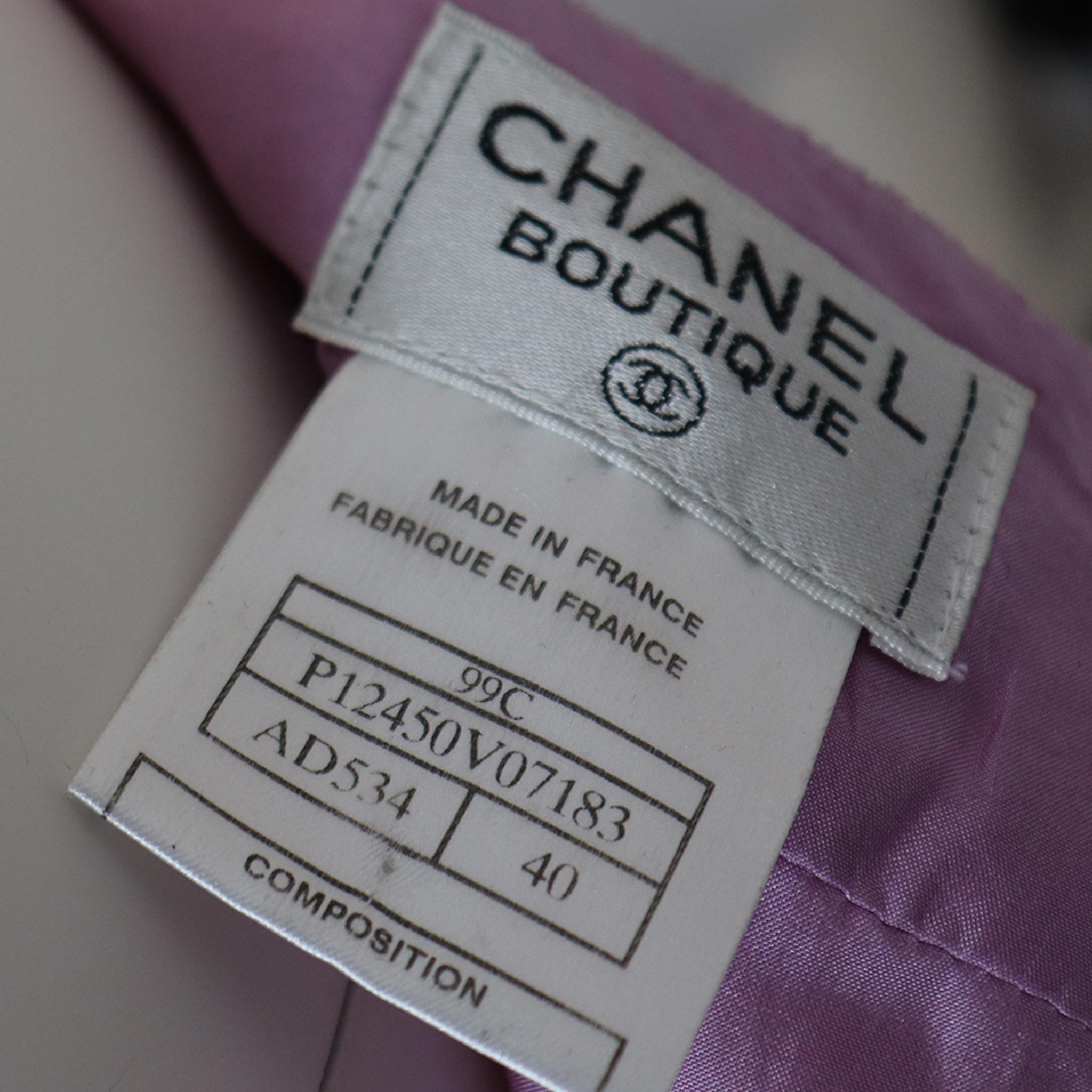 Chanel Lavender Wool Jacket & Skirt Set Circa 1990s  For Sale 2